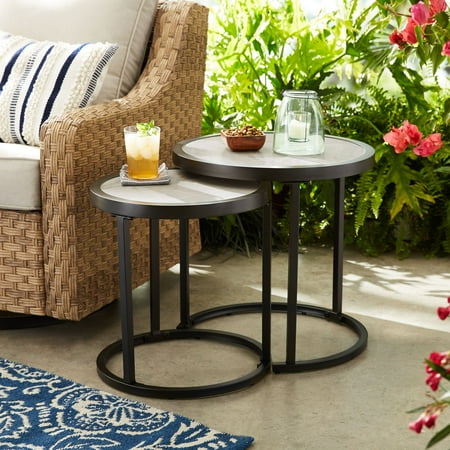 Better Homes & Gardens River Oaks 2 Piece Nesting Side Tables - Walmart
