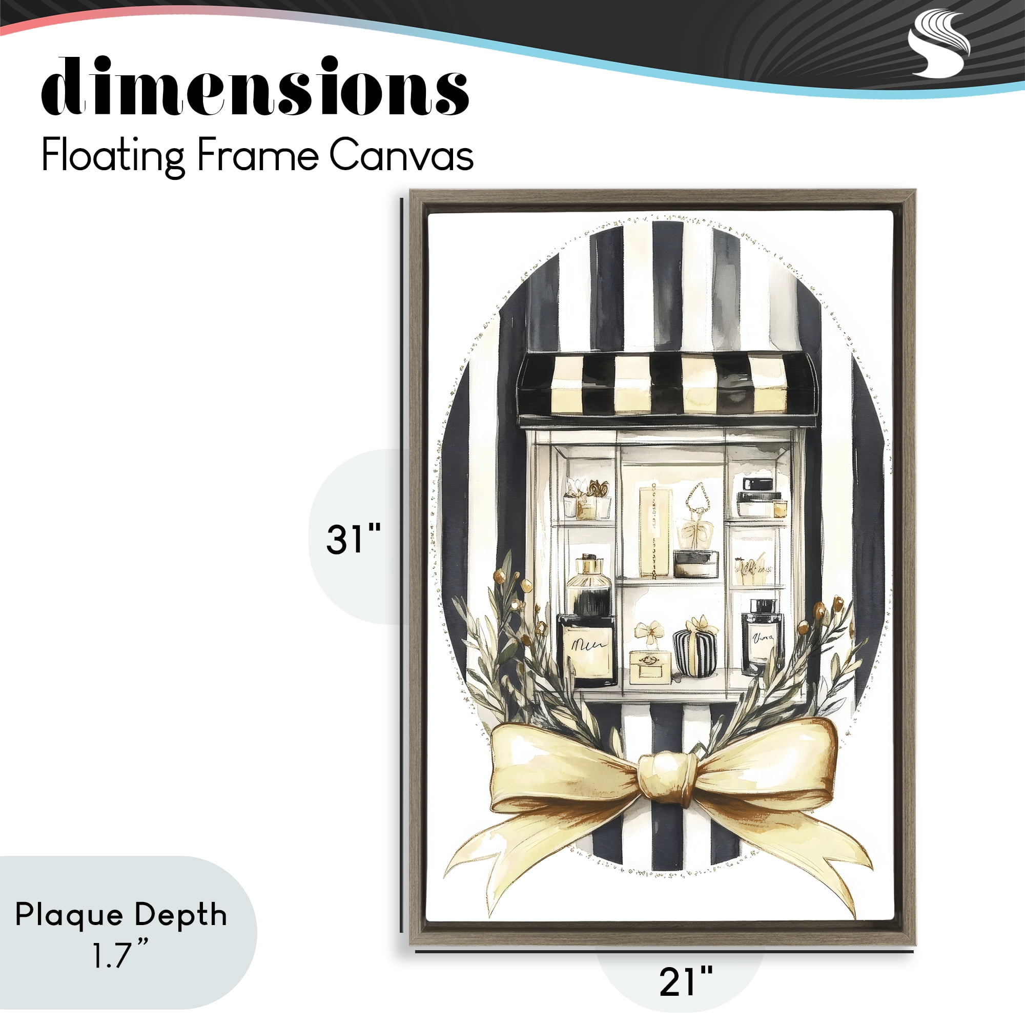 Stupell Industries Maison Perfume Window Display Brown Framed Floater Canvas Wall Art, design by Petal Prints Design