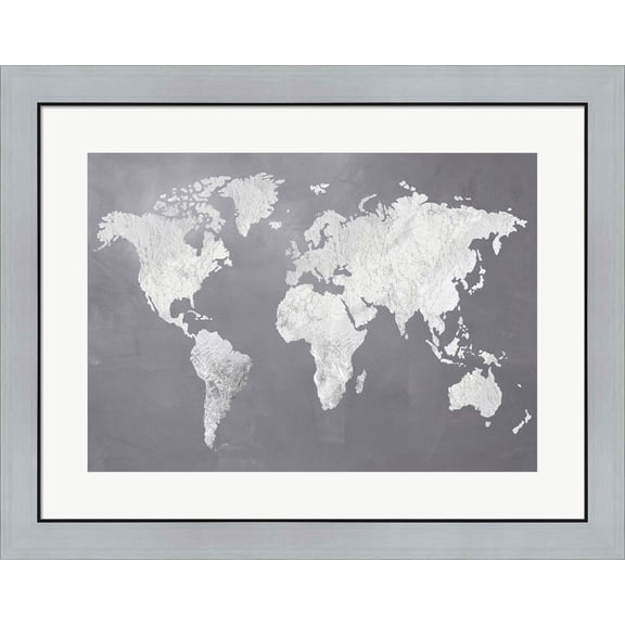 Great Art Now Silver World by Design Fabrikken, Framed Wall Art, 30.5W x 24.25H