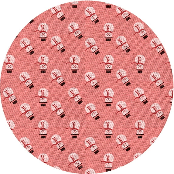 Ahgly Company Indoor Round Patterned Light Coral Pink Area Rugs, 3' Round