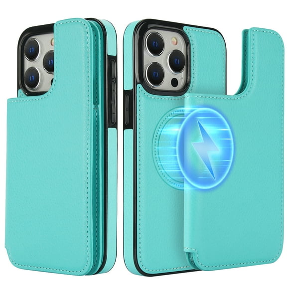 ELEHOLD for iPhone 14 Pro Case with Magnetic Detachable Leather Card Slot Wallet 2-in-1 Multi-Functional Rugged Shockproof Wireless Charging Compatible Purse Case for iPhone 14 Pro,Green
