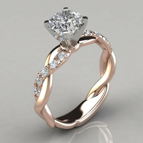Rings Women 18K Gold 925 Silver Twist Princess Moissanite Engagement Rings -  Walmart.com