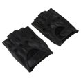 thumbnail image 4 of kurtrusly Retro PU eather Men Fingerless Driving Cycling Gloves Black Hook Loop XL 1Set, 4 of 6