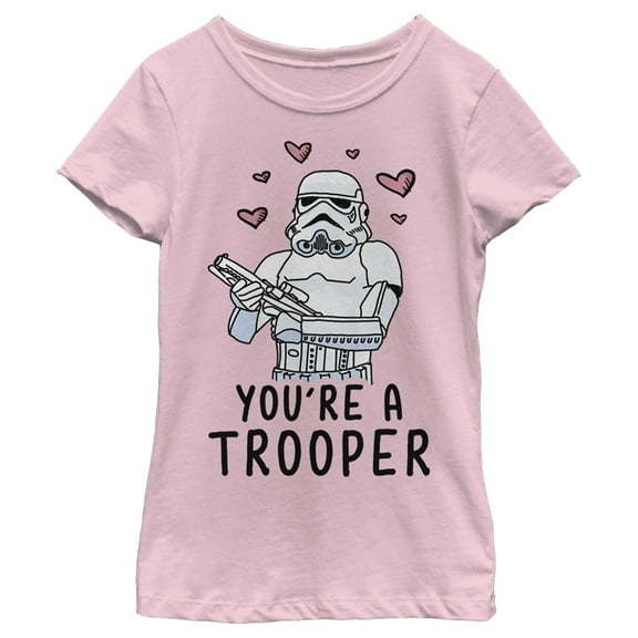 Girl's Star Wars Valentine's Day You're A Trooper Graphic Tee Light Pink Small
