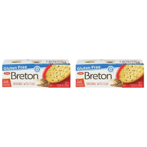 Dare Breton Gluten Free Original with Flax Crackers, 135g (2 Pack)