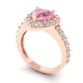 thumbnail image 2 of 2.03 ct Heart Cut Simulated Pink Diamond with Simulated Diamond Halo Accents 14K Rose Gold Womens Engagement Ring, 2 of 5