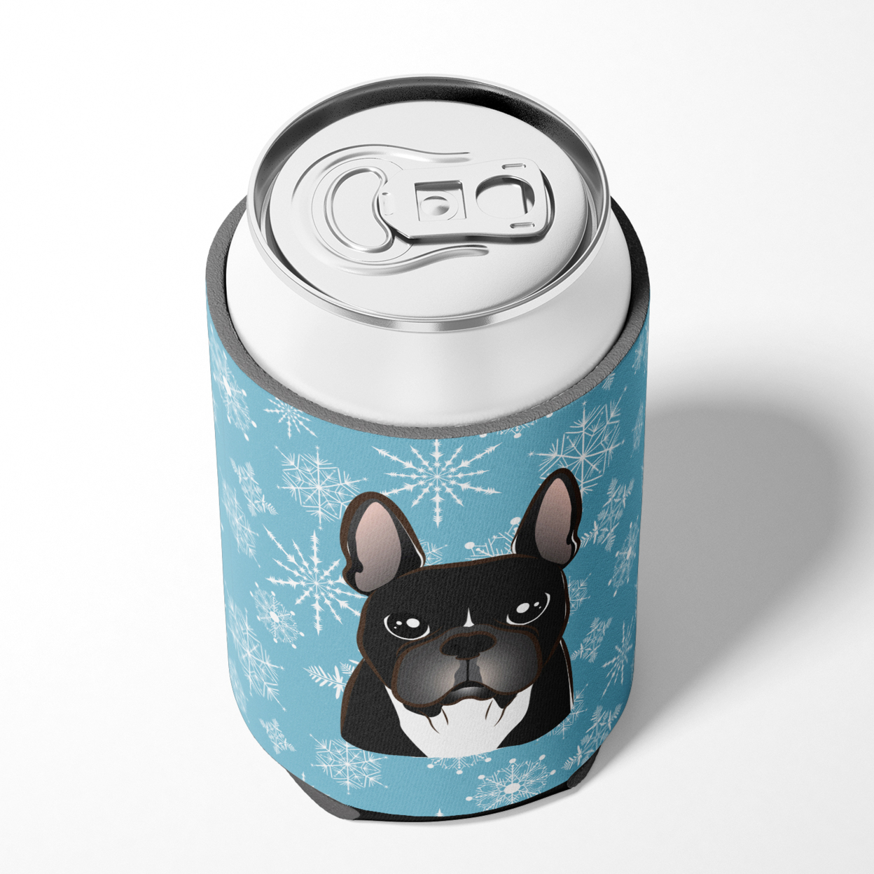 Caroline's Treasures BB1661CC Snowflake French Bulldog Can or Bottle Hugger, Can Hugger, multicolor