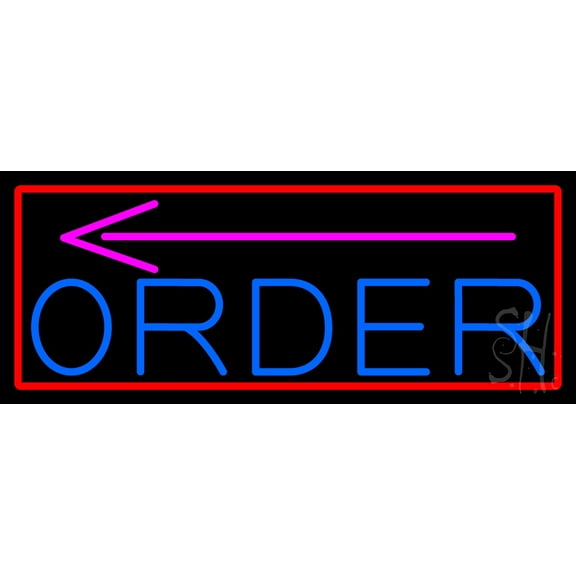 Order With Arrow With Red Border LED Neon Sign 13 x 32 - inches, Clear Edge Cut Acrylic Backing, with Dimmer - Bright and Premium built indoor LED Neon Sign for Bar decor.