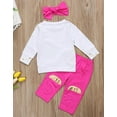 thumbnail image 2 of StylesILove Infant Baby Girl Unicorn Cotton Long Sleeve T-Shirt, Pants with Self-tied Headband (70/6-12 Months), 2 of 3
