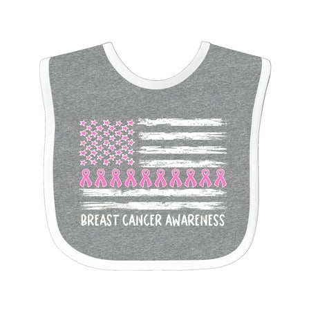 

Inktastic Breast Cancer Awareness Pink Ribbons and Flag Gift Baby Boy or Baby Girl Bib