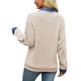 thumbnail image 7 of Wevis Women's Denim Collar Knit Sweater, Long Sleeve Henley Button Down Autumn Blouse, Casual Loose Fall Pullover Tops, 7 of 7