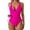 01 Hot Pink, variant on Feimerou Tummy Control Swimsuits for Women Front Ruched One Piece Bathing Suit Double Straps Deep V Neck Drawstring Swimsuit