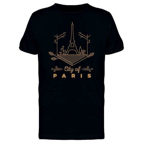 City Of Paris Gold Outlines T-Shirt Men -Image by Shutterstock, Male Small