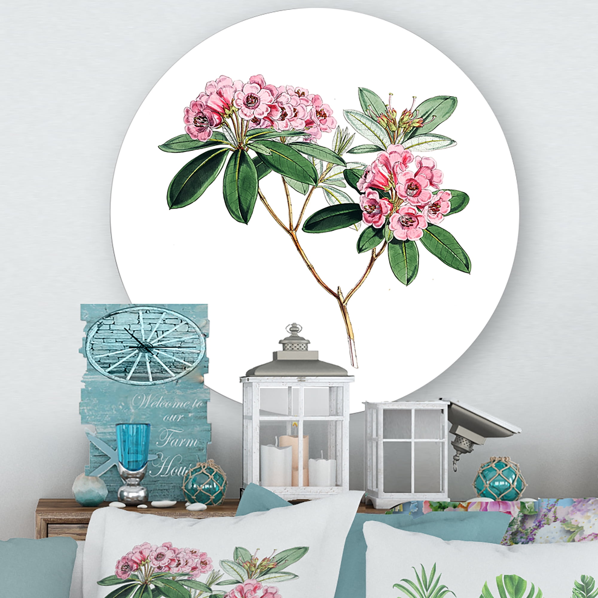 Designart 'Ancient American Flora II' Traditional Circle Metal Wall Art 11x11 - Disc of 11