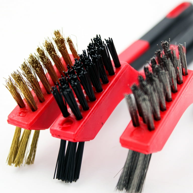 HyperTough Mini Brushes, 3-Pack Assortment (Nylon, Brass