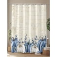 thumbnail image 4 of Fsddascl Fall Blue Shower Curtain Set - 48" x 72" Washable Bathtub Curtain with 12 Hooks, Thanksgiving White Pumpkin Vintage Eucalyptus Waterproof Fabric Stall Shower Curtains for Bathroom/Bathtub, 4 of 6