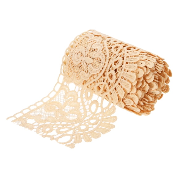 Uxcell 4" Wide 3 Yard Lace Ribbon Floral Pattern Beige Lace Trim Ribbon for Sewing Making