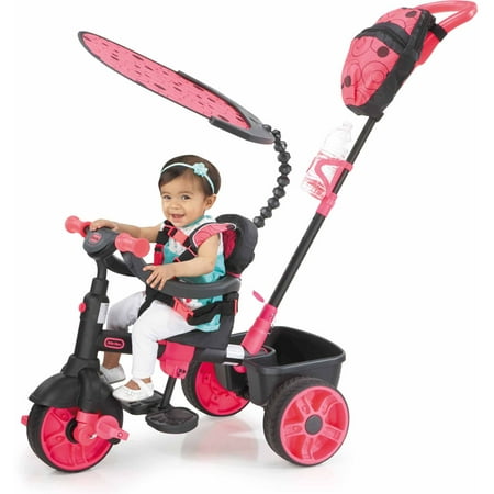Little Tikes 4-in-1 Deluxe Edition Trike in Neon Pink, Convertible Tricycle for Toddlers Tricycle with 4 Stages of Growth and Shade Canopy- For Kids Kids Boys Girls Ages 9 Months to 3 Years Old