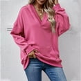 thumbnail image 3 of STETMN Women's Plus Size V Neck Sweatshirts Fall Side Split Pullover Top Casual Comfy Clothes, 3 of 5
