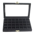thumbnail image 2 of Caja de joyero de 28 rejillas para collar Hugo bandeja de joyería para broche negro caja de almacenamiento de joyas, 2 of 5
