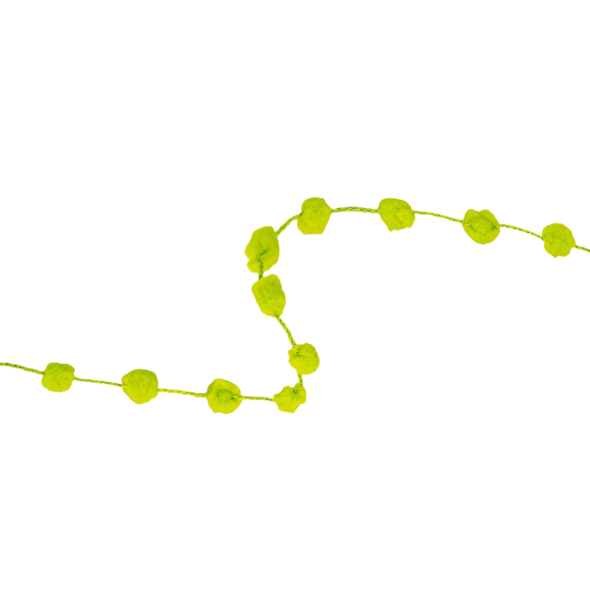 LaRibbons 8mm Wired Pom Pom, Lime, 25 Yard Roll