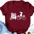 thumbnail image 4 of Pxiakgy Liquidation! T-Shirts de Pâques Col Rond pour Femmes Joyeuses Pâques Lapin avec Lunettes Blouse Décontractée Graphique Printemps Hauts Colorés Tee Femmes Topseaster Manches Courtes Chemise Décontractée Mode Vin TTG, 4 of 5