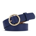 thumbnail image 1 of Faithtur Ceinture Unisexe Couleur Unie Boucle Ronde Cuir Souple Résistante à l'Usure Mode Rétro Classique Ceinture, 1 of 4