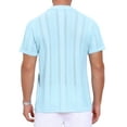 thumbnail image 3 of INSPIRE CHIC Men's Hollow Knitted Shirt Short Sleeve Button Down Striped Shirts M Blue, 3 of 6