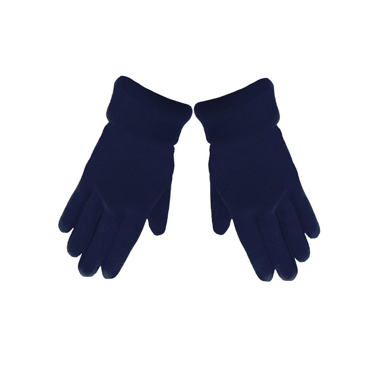 Luxury Divas Navy Blue 3 Piece Fleece Hat Scarf & Glove Matching Set