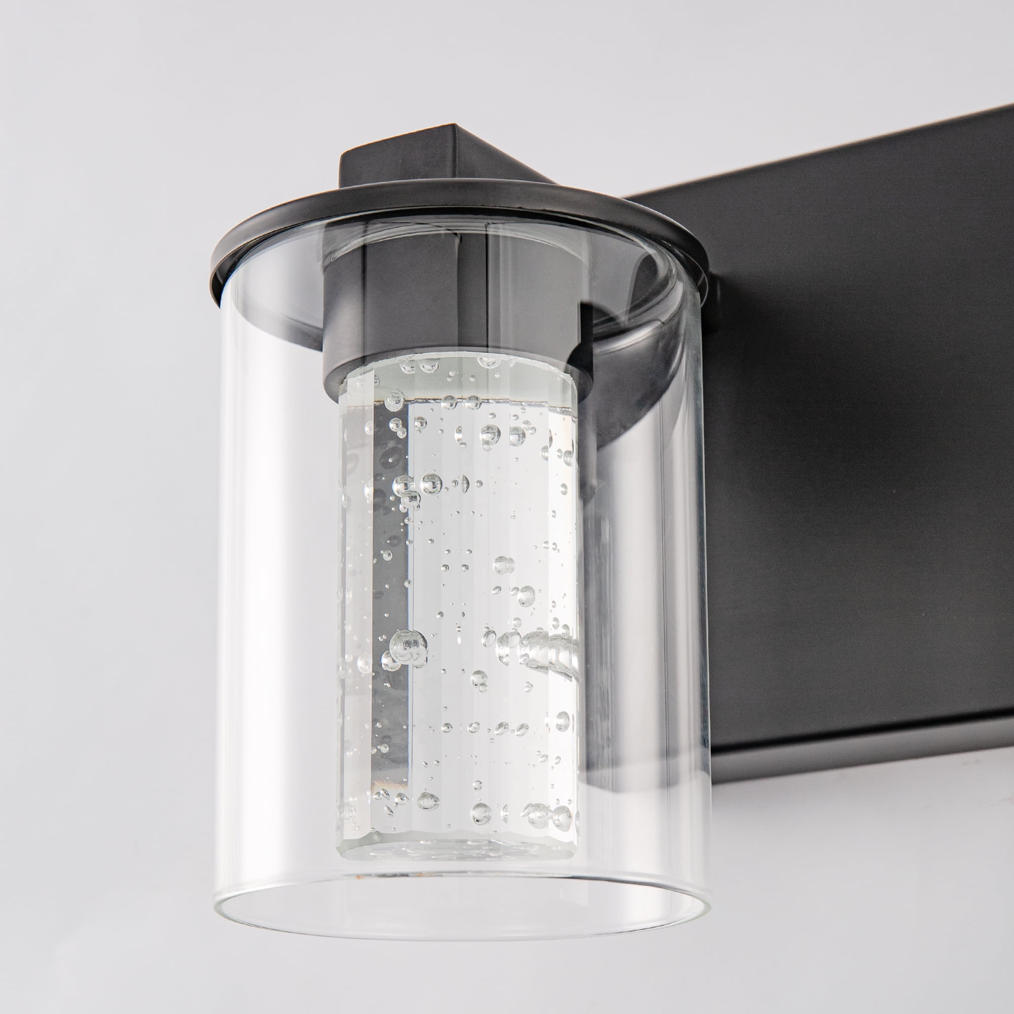Crystal Bathroom Light Fixtures, Briignite Black Vanity Light Fixture Over Mirror for Bathroom, LED Wall Lighting with Clear Glass Shape