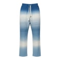 thumbnail image 4 of Ceisia Men's Gradient Stripe Waffle-Knit Wide-Leg Sweatpants Contrast Drawstring Casual Pants Gifts, 4 of 4