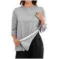 thumbnail image 3 of Amzcrzy Womens Tops Solid Color Round Neck Adaptive Tops 3/4 Sleeve Side Button Tops, 3 of 7