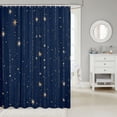 thumbnail image 2 of Manfei Sparkle Stars Print Shower Curtain 72Wx72L,Cute Cartoon Themed Bathroom Curtain,Navy Blue, 2 of 5