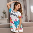 thumbnail image 3 of Fotbe Gnomes Summer Bata de Dormir para Mujer con Estampado, Camisón de Algodón de Manga Corta, Ropa de Dormir Casual, 3 of 6