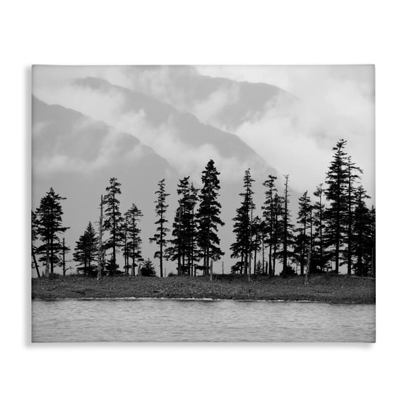 Stupell Industries Coastal Empty Pine Tree Forest Coast Line Misty Mountains Canvas Art, 20 x 16, by Savanah Plank