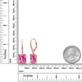 thumbnail image 2 of Gem Stone King 13.30 Ct Pink Created Sapphire White Diamond 18K Rose Gold Plated Silver Earrings, 2 of 3