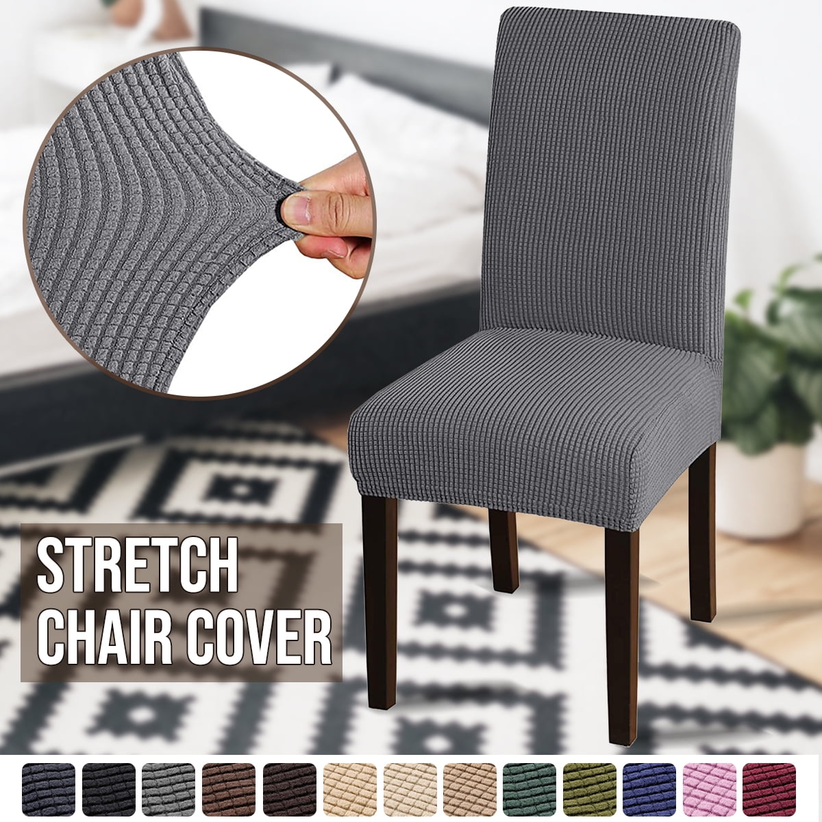 Details about   Washable Dining Chair Cover Slipcovers Stretch Textured Grid Seat Protector 