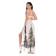 thumbnail image 3 of FORMRS Womens Long Sarong Beach Wrap Semi-Sheer Bikini Skirt Bathing Swimsuit Cover Up, Cartoon Christmas Trees, 3 of 7