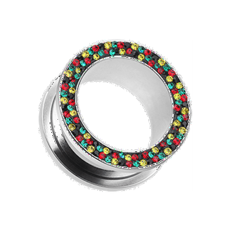 

Multi-Sprinkle Dot Rasta Multi Gem Screw-Fit Ear Gauge Tunnel Plug