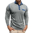 thumbnail image 2 of Mens Polos Shirt Long Sleeve Button Polo Tees Lightweight Grey Mens Golf Shirts, 2 of 6