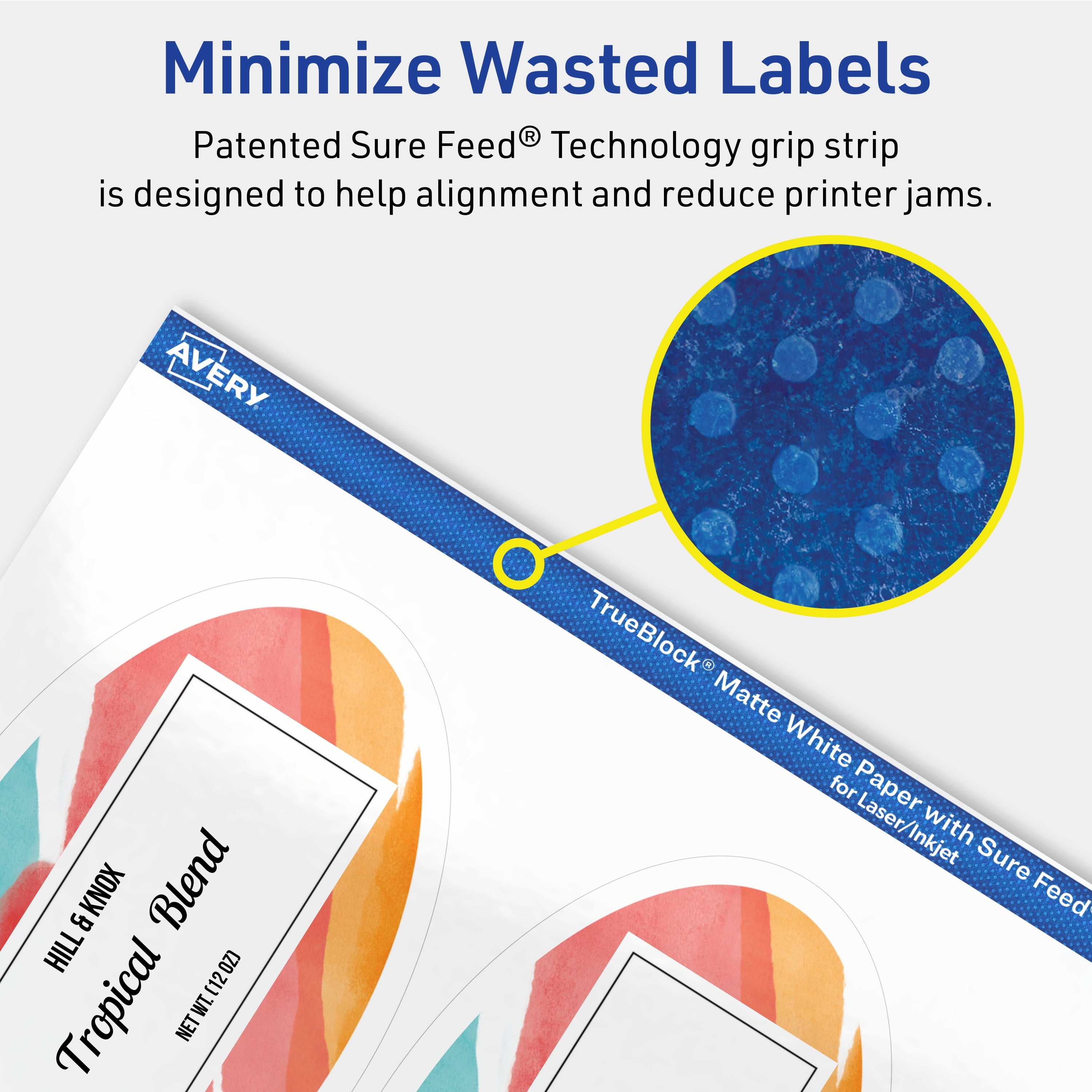 Avery TrueBlock Oval Labels, 4.25" x 2.5", 600ct