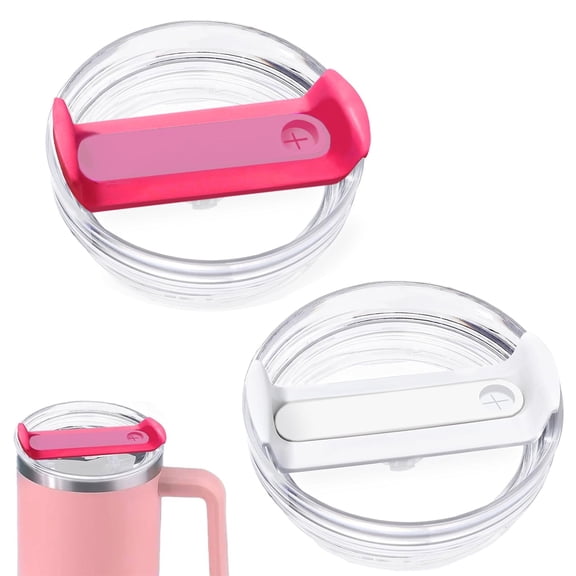40 OZ Tumbler Lid Replacement Fit for Stanley Cup, 2 Pack Replacement Lids, Spill Proof Tumbler Covers for Stanley Cup Accessories (Clear - Hot Pink)