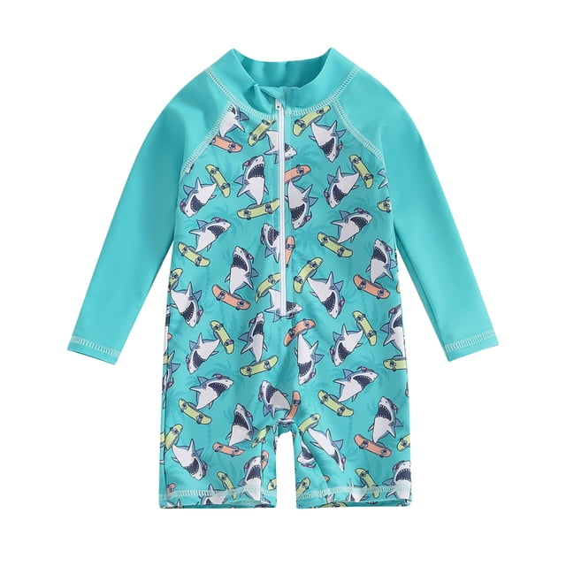 Gupgi Baby Boys Swimsuits Infant Whale Rash Guard Long Sleeve Zipper Beach Swimwear Bathing Suits