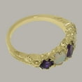 thumbnail image 4 of LBG British Made 14k Yellow Gold Natural Amethyst & Opal Womens Band Ring - 33 size options - Size 12, 4 of 6