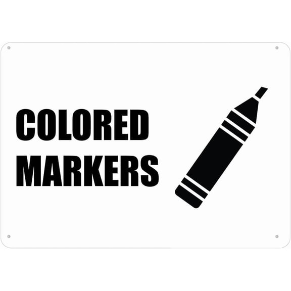 Vintage Metal Tin Sign Retro Colored Markers 12X8 Inch Rust Free Aluminum, Uv Printed, Easy To Mount Weather Resistant For Fence