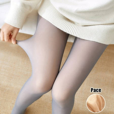 

Legs False Translucent Warm Fleece Pantyhose Women Fleece Lined Thickened Pantyhose Gray Pace