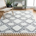 thumbnail image 2 of SAFAVIEH Moroccan Tassel Rosario Diamond Shag Area Rug, Ivory/Grey, 6'7" x 6'7" Square, 2 of 8