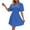 Blue, variant on Summer Dresses for Womens 2024 Fashion Plus Size V-Neck Puffy Sleeves Temperament Pleated High-waisted Mini Dress Solid Color Short-sleeved V-neck Dress