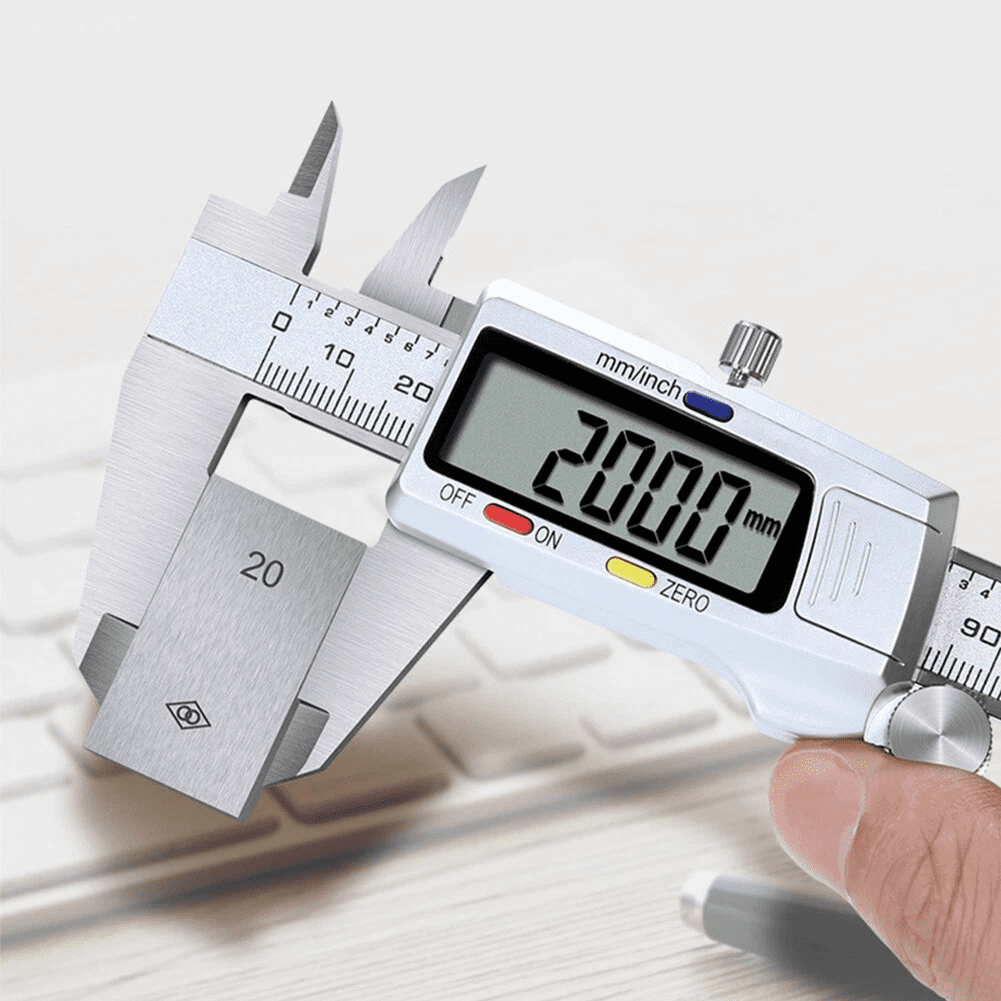 Perpetual PMU Silver 6 Inch Digital Caliper - 150mm Stainless Steel Vernier Caliper with Large LCD Screen, High Precision Micrometer Measuring Tool for Depth, Inner, Outer Diameter & Step