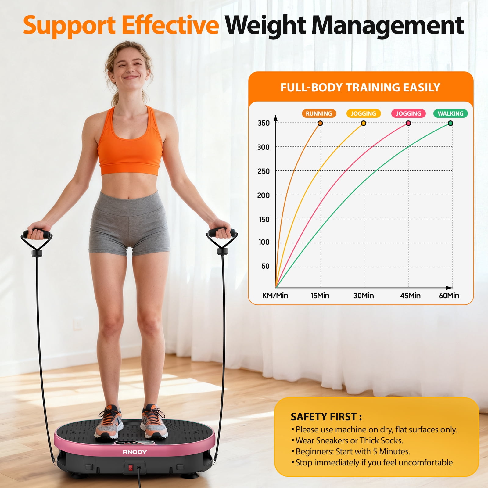 Anqdy Vibration Plate Exercise Machine Whole Body Shake with Remote Control Pink 1-Count